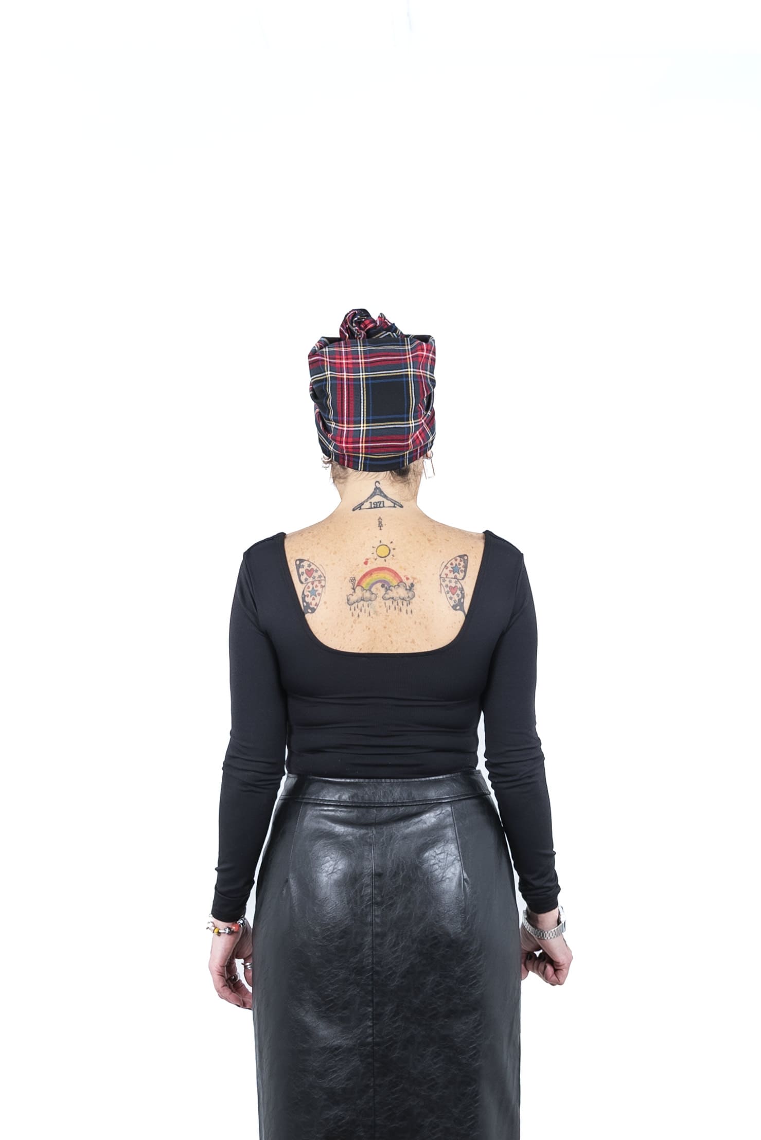 Turbante Cuadro Escocés Negro - Imagen 3