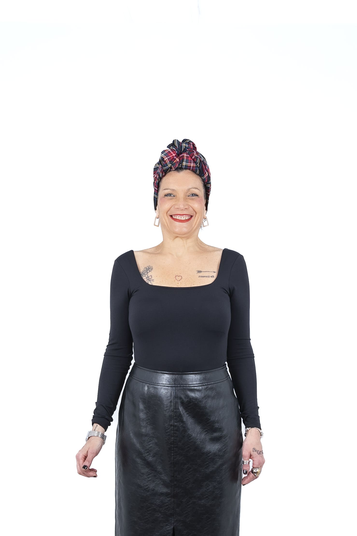 Turbante Cuadro Escocés Negro