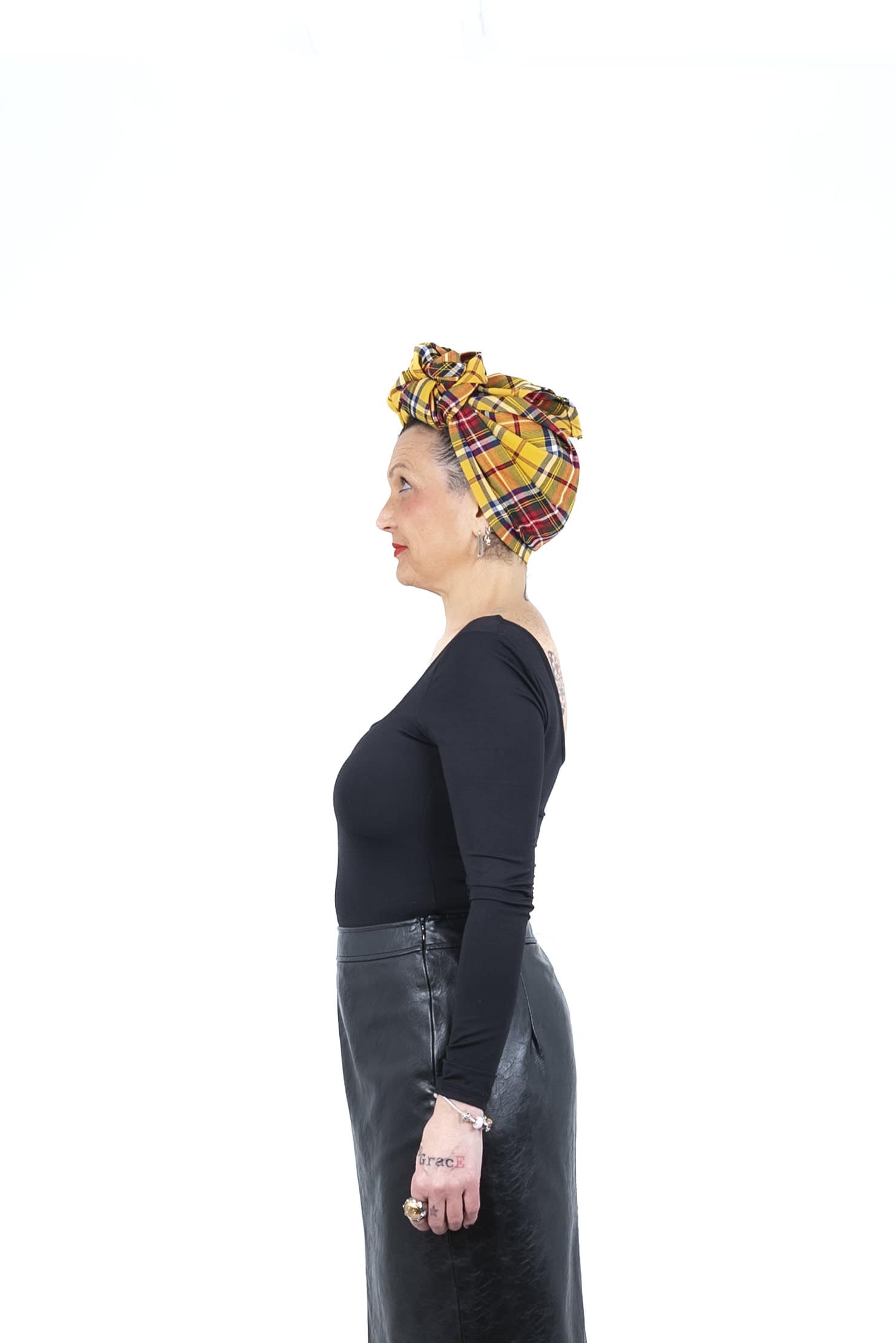 Turbante Cuadro Escocés Amarillo - Imagen 2