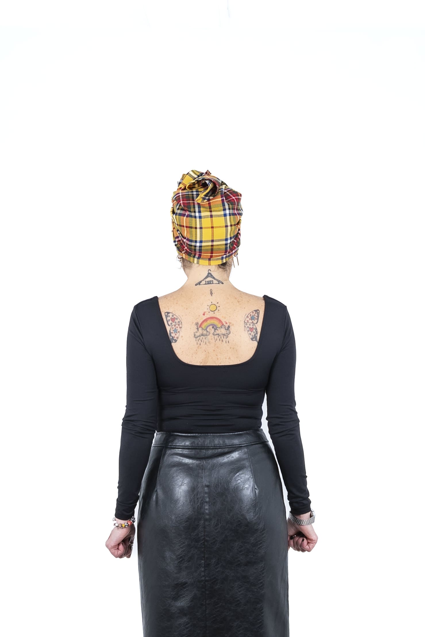 Turbante Cuadro Escocés Amarillo - Imagen 3