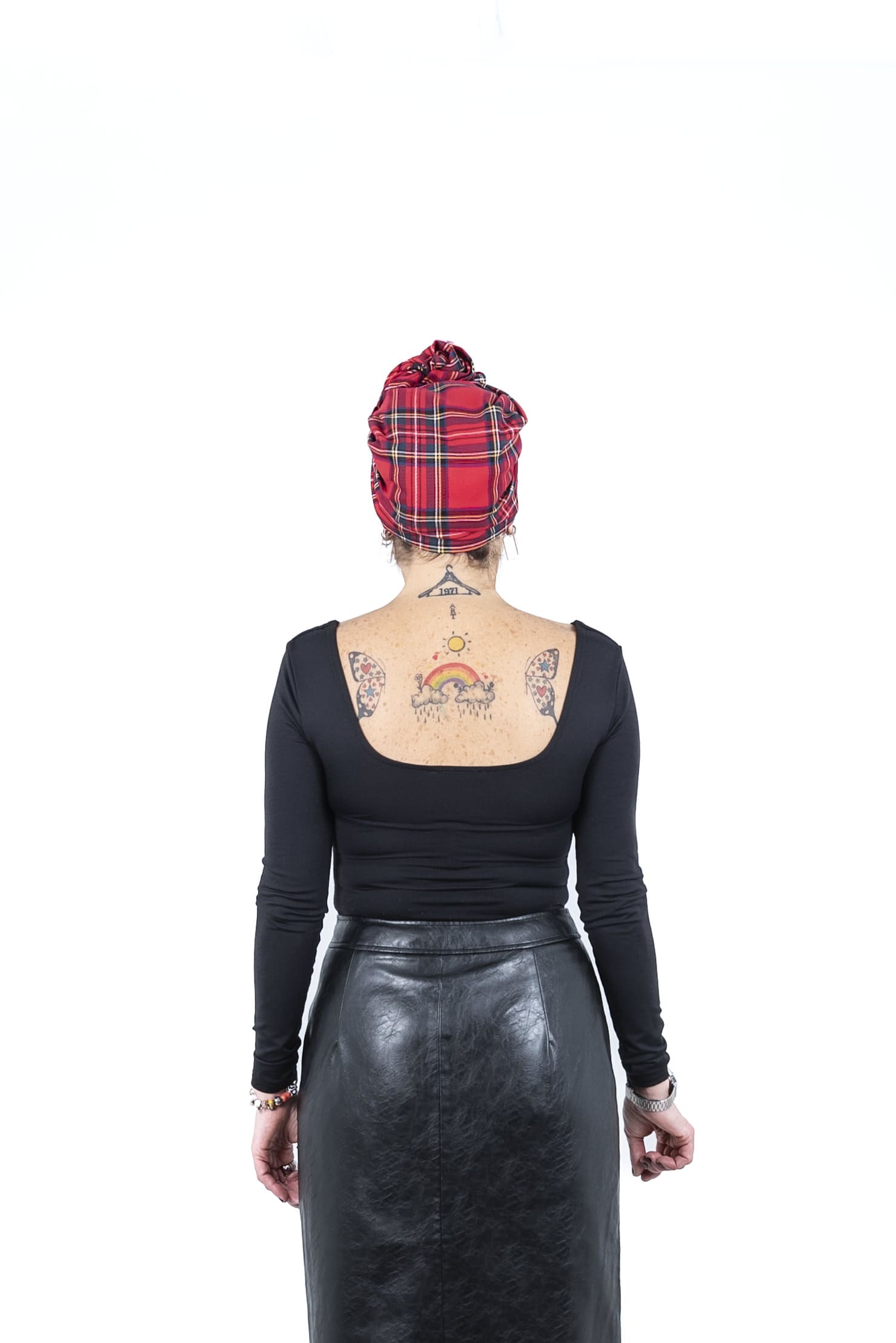 Turbante Cuadro Escocés Rojo - Imagen 2